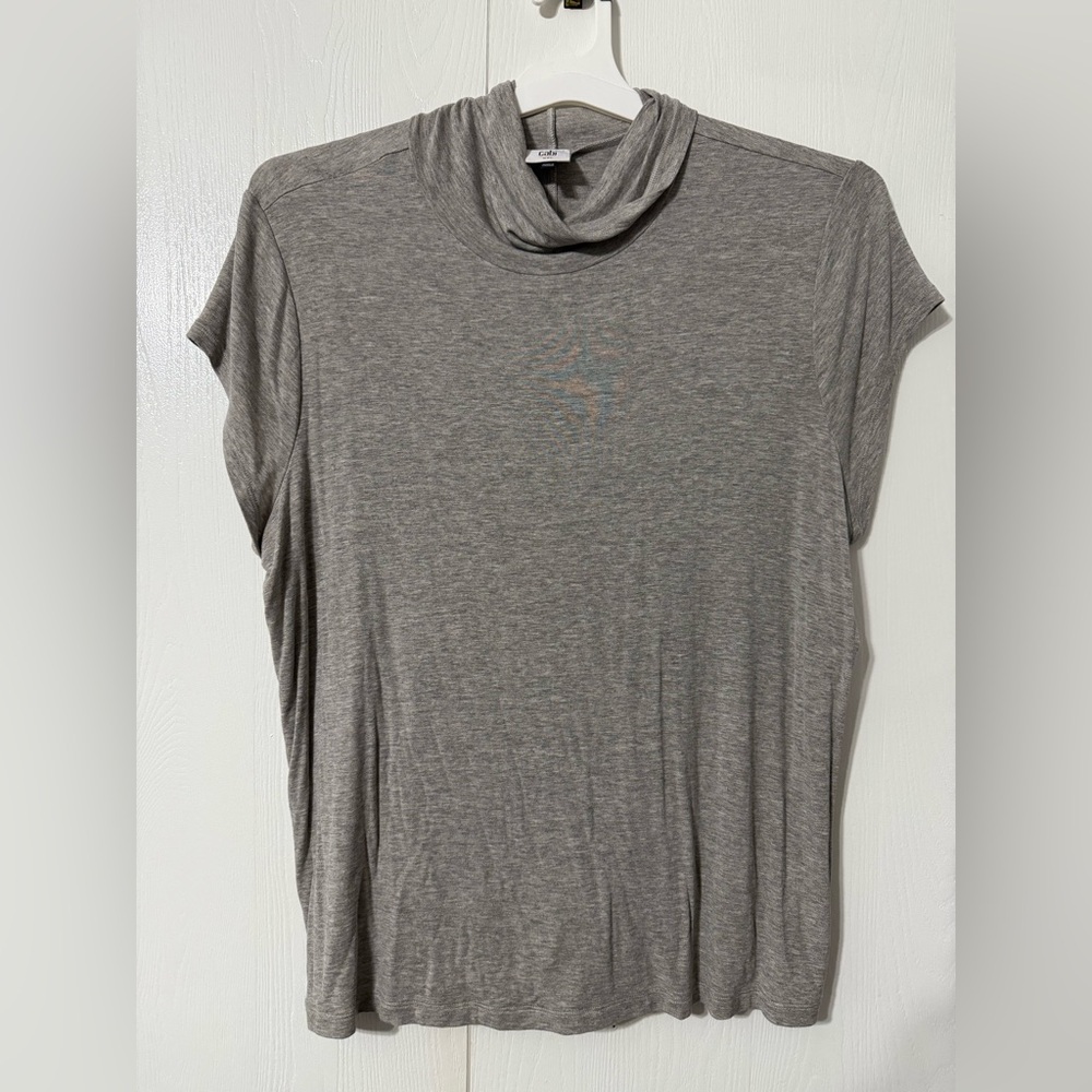 Cabi Slinky Turtleneck Tee in Heather Gray XXL